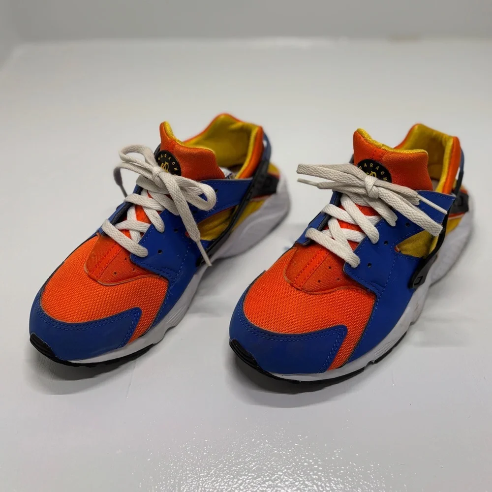 Nike Air Huarache Youth Sneakers Size 3Y Blue Orange Athletic Shoes